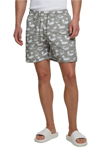 Short de bain noir Urban Classics pour homme vêtement de plage imprimé tattoo