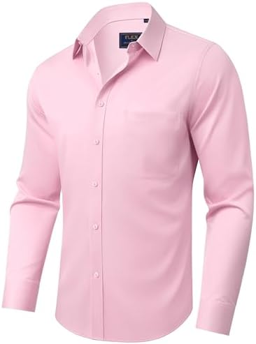 siliteelon Hemd Herren Langarm Regular Fit Stretch Businesshemd mit Tasche | Business, Anzug, Smoking, Konferenz, Hochzeit, Arbeit, Abend, Party, Club, Reisen, mit Tasche, Bügellei