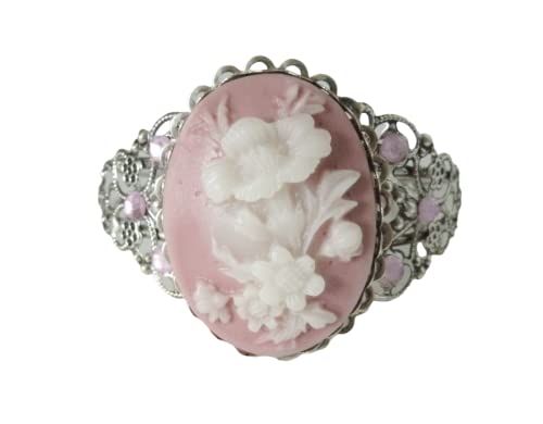 SheekydoodleCreations Pink Flower Cuff Bracelet, handmade jewelry victorian art nouveau edwardian art deco