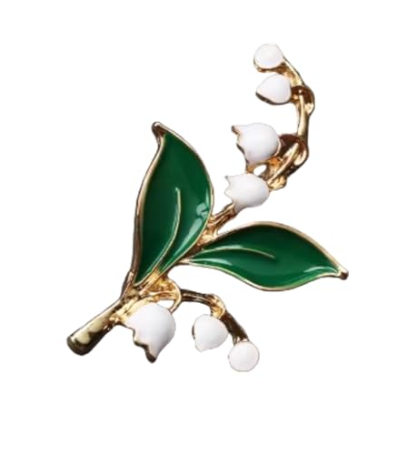 Broche de lirio de los valles en tono dorado para mujer solapa mediana