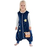 MICHLEY Toddler Sleeping Sack with Feet Newborn Infant Sleeveless Sleeping Bag 2-way Zipper Baby Wearable Blanket for Walkers,Dark Blue Owl,5-6T