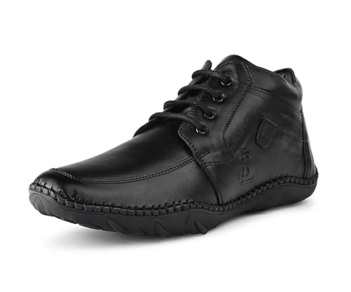 Image of LOUIS STITCH Genuine Leather Formal Shoes for Men | Ultra Lightweight and Flexible Rubber Sole Men's Lace Up Formal Shoes | Mid-Ankle Derby Shoes for Men | LSAXCK- |