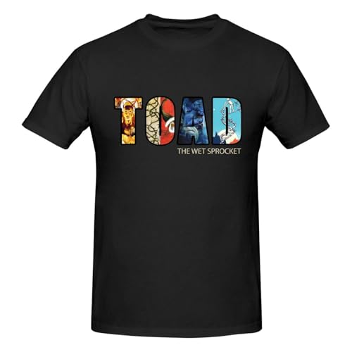 Oulores Toad The Music Wet Sprocket Shirt Men's Crew Neck T-Shirt Cotton Tees Lightweight Tee for Daily Casual Black X-Large