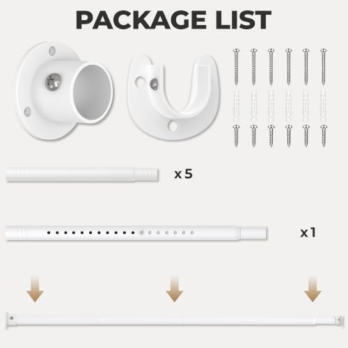 DwelSpire Closet Rod, 1.3" Heavy Duty Adjustable Hanging Rod 17-87 Inch by DwelSpire - Used condition - Image 9