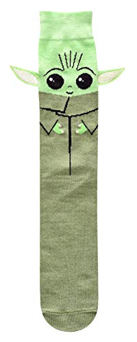 STAR WARS Men's Baby Yoda Full Character Cosplay Crew Socks with Embroidered Ears