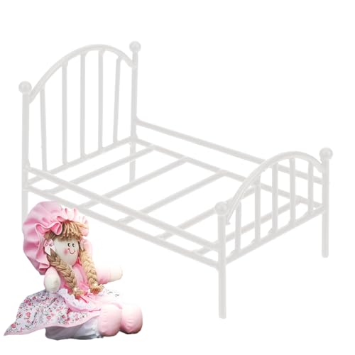 MONEY MONEY Cama de metal para casa de boneca, cama de boneca de metal vintage - Decoração de cama d
