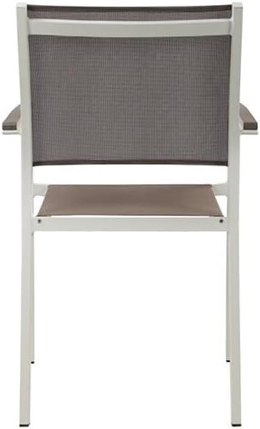 Pemberly Row Aluminum Patio Dining Chairs, 34" H x 21" W x 21" D, Durable Rust-Resistant Frame, Gray Finish, Set of 6, Stackable Design, Modern Outdoor Furniture for Patio or Garden