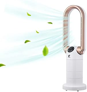 Bladeless Tower Fan and H13 HEPA Air Purifier in One, 120°Oscillating & 210°Tilt Head Table Fan, 29inch 28W Desk Fan with Remote, 9 Speeds 9H Timer Air Circulator for Bedroom Office Home(Gold)