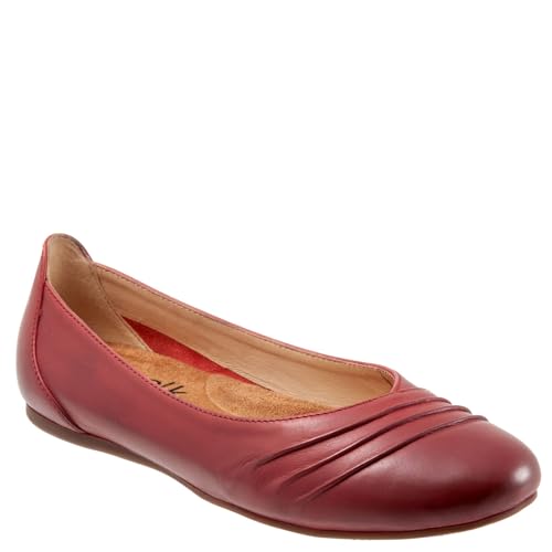 Trotters Women's Ballet Flat, Dark RED, 8 Narrow