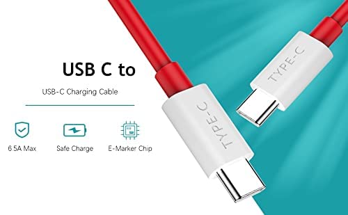 Image of Original 65W for Oneplus 9 Pro,8, 8 Pro, 7 Pro, 7T, 7T Pro,7, 6T, 6, 5T, 5, 3T,3, Nord N10 5G Type C to C Cable (Adapter and Cable) with 6 Months Warranty, White (83S0001589)