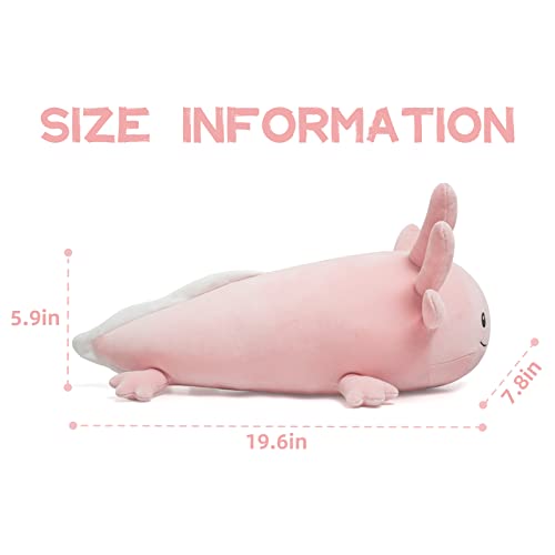 Image of Niuniu Daddy Pink Axolotl Weighted Stuffed Animals, Plush Pillow for Kids | 20 in 1.9 lbs, Heavy sensory lap pad, lying body pillow for sleeping, machine wash, huggable gift, cute plushies