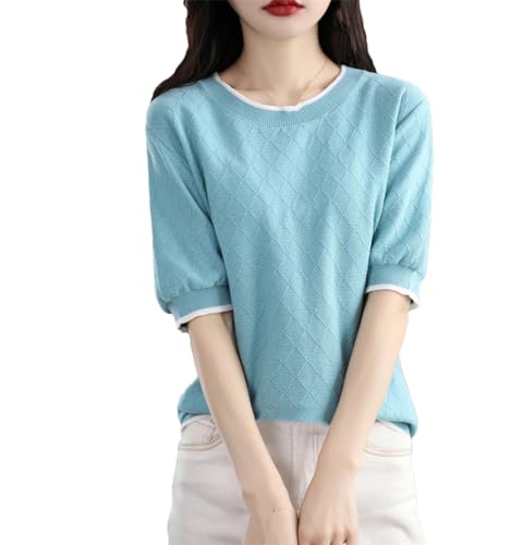 T-Shirt d'Été Kelsiop en Tricot Léger à Bloc de Couleur pour un Look Casual chic