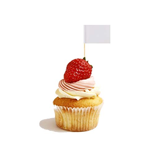 Javd 100 Pcs (White) Blank Toothpick Flags, Cheese Markers White Flags Small Mini Stick Cupcake Toppers Blank Toothpick Flags #TOP3