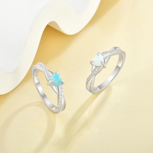 YL 925 Sterling Silver Engagement Rings 5MM Heart Cut Gemstone Infinity Band for Women-size54