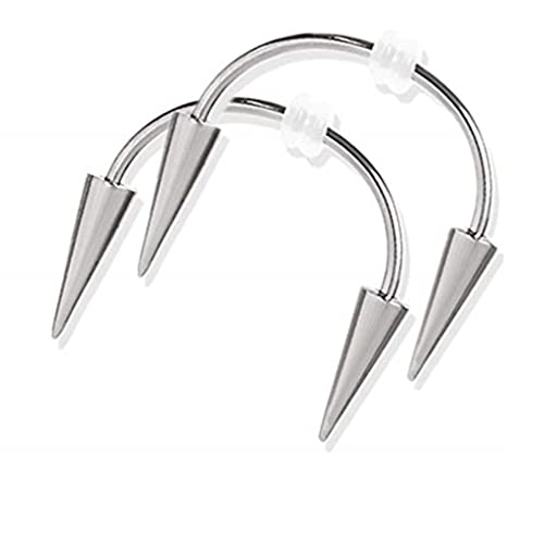 [ECVGHD] 2x/Set Silver for Vampire Teeth Spike Surgical-Steel Spiked Studs Lip Hoop Ring