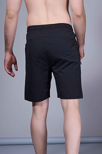 Image of Maxzone Men's Cotton Shorts | Elastic Drawstring Waist | Side Zip Pocket | Regular Fit | Casual Breathable Summer Shorts | Comfortable Lounge, Gym & Travel Shorts