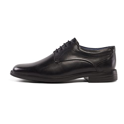 Padders Bank Wide Fitting Lightweight Men's Leather Lace Up Shoes - Extremely Comfortable Professional Shoe Perfect for Formal Wear Black