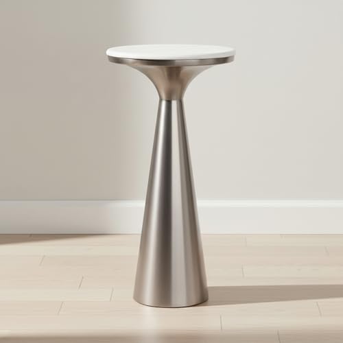 Metal Accent Table with Marble Top