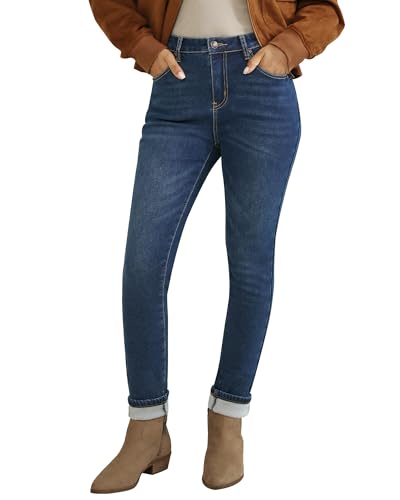 LookbookStore Fleece Lined Jeans for Women High Waisted Skinny Sherpa Jeans Winter Jeggings Warm Denim Pants Trousers