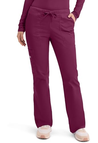 Scrubs for Women Workwear Core Stretch Drawstring Cargo Scrub Pants 4044, XS, Wine