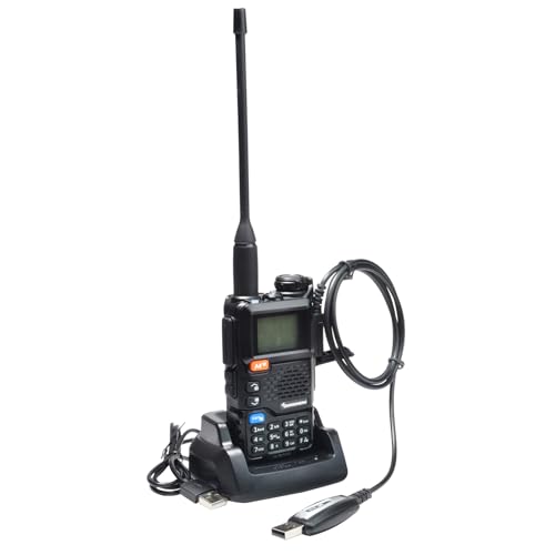 QUANSHENG UV-5R Plus Walkie Talkie de longo alcance com cabo de programação VHF UHF 200 canais rádio portátil recarregável profissional AM/FM/DTMF, VOX, replicação de frequência, NOAA tempo