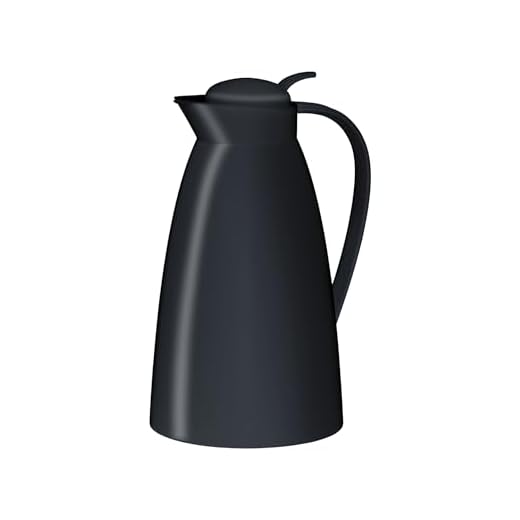 alfi ECO 1,0l, black, Isolierkanne mit hygienischem Hartglaseinsatz aus Kunststoff, Drehverschluss mit bequemer Drucktaste, Ausgießen mit einer Hand, ideal als Kaffeekanne, Teekanne, BPA-frei