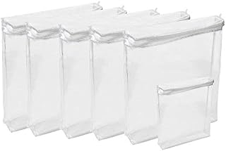 Houseables Plastic Storage Bags, Zipper Case, 18”x15”x4”, 6 Pack, Bonus Size 10”x9”x2”, Clear