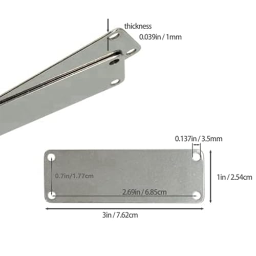 Plaques de Gravure en Acier Inoxydable Finition Soignée Rectangle à 4 Trous