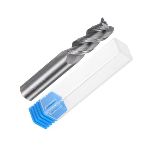 QUARKZMAN Hartmetall-Vierkantfräser, 1/2 Zoll Durchmesser, 3-schneidiger Fräser, für Aluminium, Kupfer und Nichteisenmetalle, 1/2 Zoll Schaft, 1-1/4 Zoll Schnittlänge, 3 Zoll lang