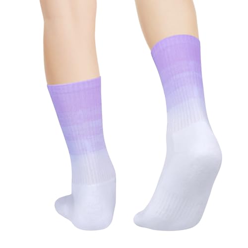 Womens Socks Rainbow Striped Cushioned Crew Socks for Women, Wicking Cotton Gym Tennis Running Athletic Socks, 5 Pairs3