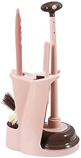 SPOUR Brush Bathroom Toilet Brush Set and Piston 3 in 1 Powerful Combination Piston Pump Suction Plunger Odorless Odorless and Brush,Pink