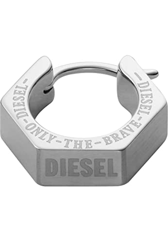 Diesel Herrenohrringe aus Edelstahl oder Halbedelmetall mit Bügelverschluss, Helles Silber – Ansicht 2