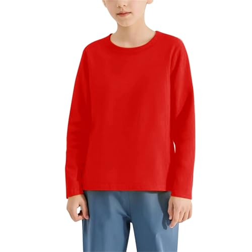 Teen Boys Girls Long Sleeve Slim Fit T-Shirt Cotton Crewneck Tee Lightweight Baselayer Top Plain Baby Girl Long Sleeve2