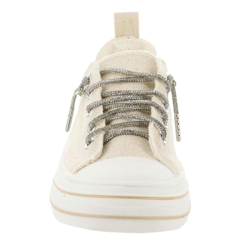 Very G Womens Aman Sparkle Lace Up Canvas Sneaker, Natural3