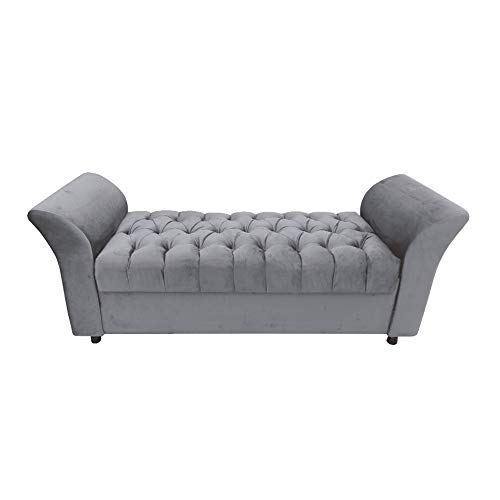 Recamier Calçadeira Baú Egeo 160 cm Decor Magazine Suede Cinza