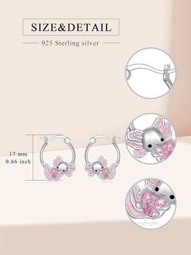 Hypoallergenic Axolotl/Butterfly Hoop Earrings for Women 925 Sterling Silver Animal Huggie Hoop Earrings Jewelry Gift for Sensitive Ears4