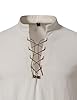 PARKLEES Men's Cotton Retro Lace Up Long Sleeve Shirts for Renaissance Pirate Viking Medieval Halloween Cosplay Costumes Beige White X-Large #2