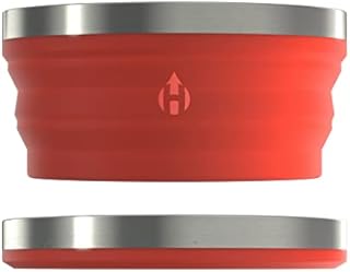 HYDAWAY Collapsible Bowl - 1 Quart (950ml) I Large Collapsible Bowls for Camping, RV, Hiking, Backpacking, Travel, Kids & Pets, Portable Dog Water Bowl, Silicone Bowls Collapse to 1-inch, Steel Rim
