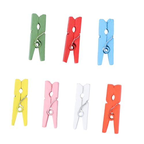 LEDMOMO 100個 ミニ木製カラフルクリップ 多用途フォトピンチ 写真や紙用クラフトクリップ 洗濯物やケーブル整理に適用