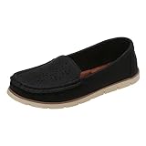 DHENLI Women Small Leather Shoes Round Toe Low Top Flat Shoes Classic Solid Color Casual Shoes Soft