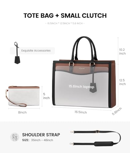 Image of LOVEVOOK Laptop Tote Bag for Women, Office Work Bag Briefcase fit for Laptop, Large Capacity Teacher Bag Handbag