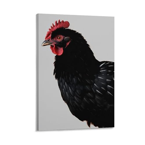 Toile murale poulet noir pour masquer un mur vide avec un cadre 40x60