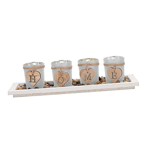 Yardenfun 1 Set Home Candlestick Ornament Rustic Candle Holder Cone Stand Wood Tealight Candle Holder Candle Cup Glass Menorah Decor Candle Holder Glass Love White Natural Pebbles Crafts