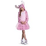 Disney Lilo & Stitch Angel Dress Costume for Kids, Official Lilo and Stitch Hooded Dress Outfit, Child Size (10-12)