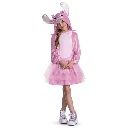 Disney Lilo & Stitch Angel Dress Costume for Kids Official Lilo and Stitch Hooded Dress Outfit Child Size (4-6x)