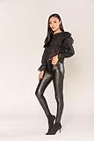 Nina Carter S513 Damskie dżinsy Skinny Fit Wetlook High Waist Skórzane dżinsy Stretch Długość do kostek 5-Pocket-Style, Czarny (513-1), S