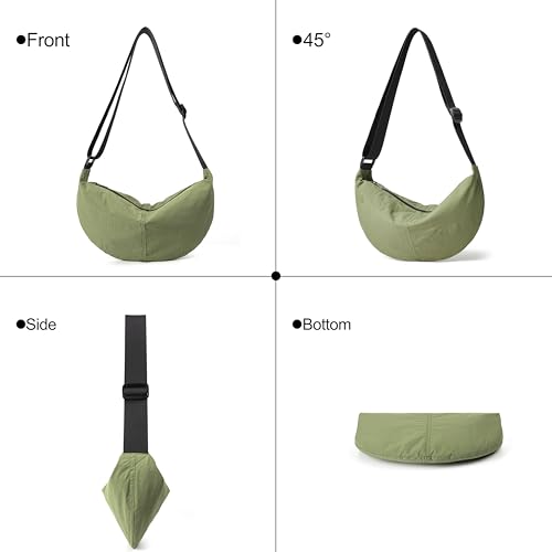 Image of Nylon Crossbody Bag For Women Men Casual Lightweight Crescent Shoulder Hobo Purse With Wide Adjustable Strap
