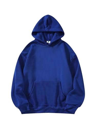 Image of SXV STYLE Hooded Pullover Solid Plain Unisex Cotton Oversized Baggy Sweatshirt Hoodie