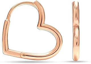 Charmsy 925 Sterling Silver SMALL Gold Plated Rectangle Heart Huggie Hoop Earrings for Women Teen