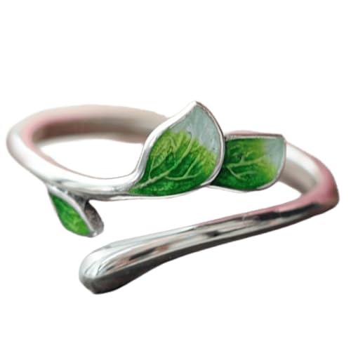 [Rulbelok] Adjustable Tree Leaves Shape Open Rings Unique Finger Jewelry Alloy Texture Perfect for Daily Wear & Parties Oil Drop